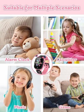 clleylise für Kinder Jungen und Mädchen Smartwatch (1.54 Zoll), mit S0S und Telefon, 15 Spielen, SOS-Anruf Kamera, Wecker Touchscreen