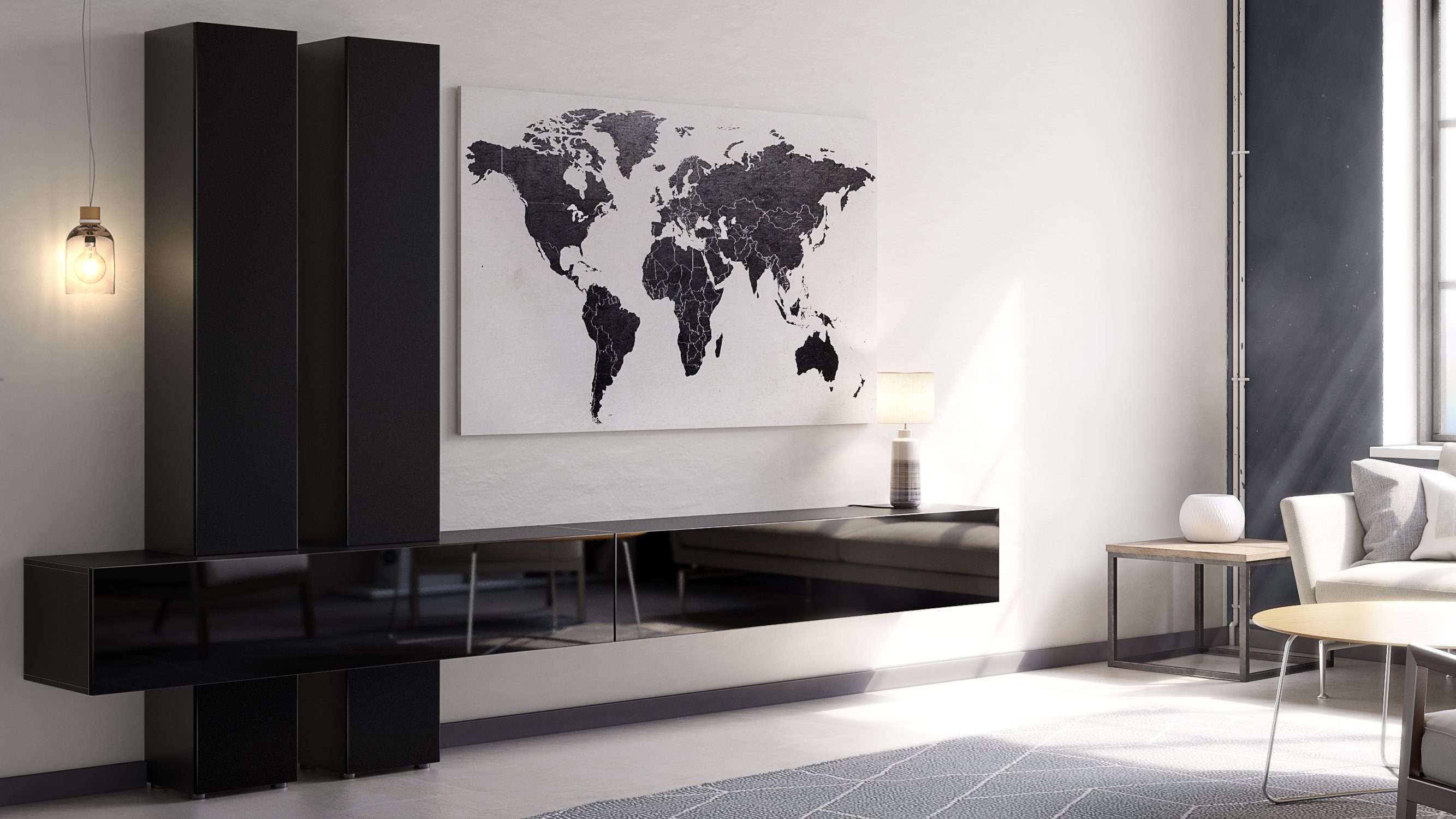 Vladon Wohnwand Moja, (Anbauwand, mit Rückwand mit 4 Türen und 2 Klappen), günstig online kaufen