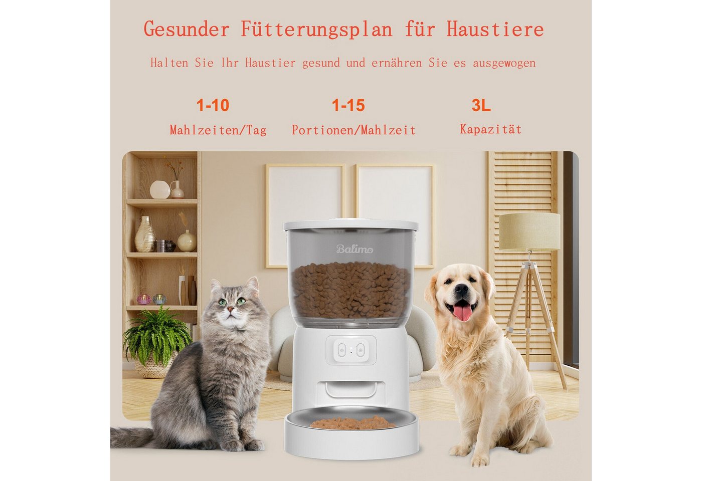 Thumbnail - PUPPY KITTY Futterautomat WIFI Automatischer Futterautomat Mit APP-Steuerung, Schwarz+Weiß