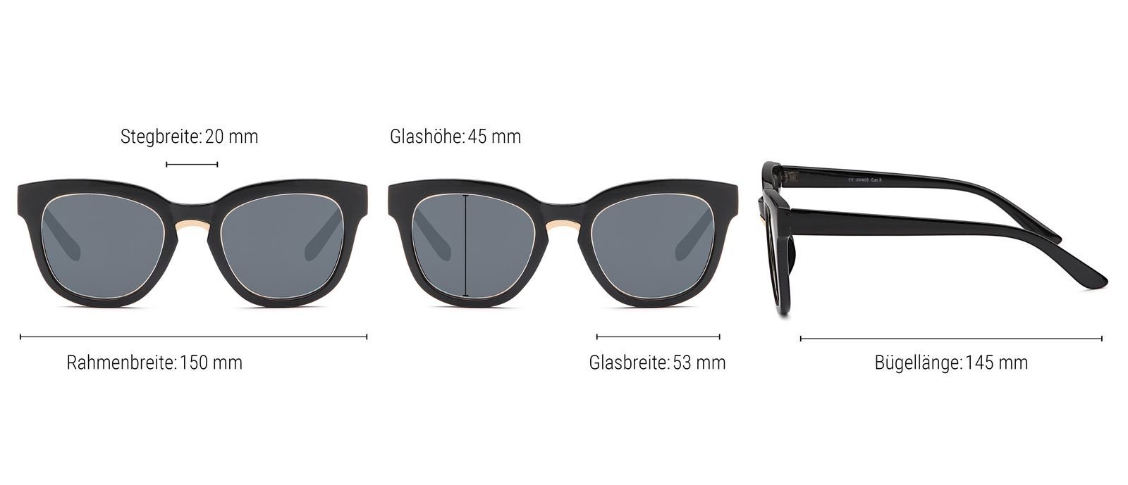 styleBREAKER Sonnenbrille Nerd Sonnenbrille mit Kunststoff Metall Rahmen (1-St)