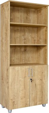 Furni24 Aktenschrank Aktenregalschrank, oben offen, 80 x 40 x 190 cm, Saphir Eiche Dekor