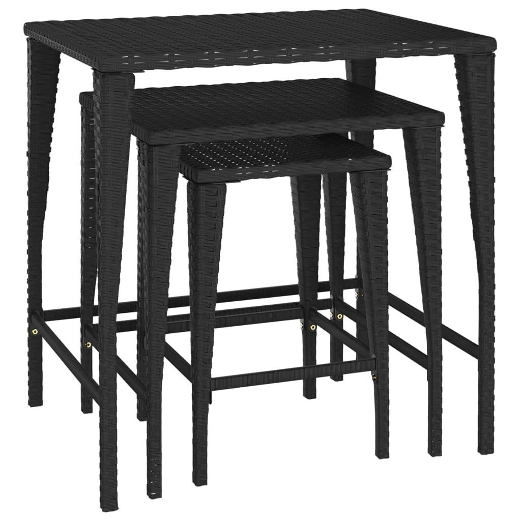 vidaXL Gartentisch Garten-Satztische 3 Stk. Schwarz günstig online kaufen