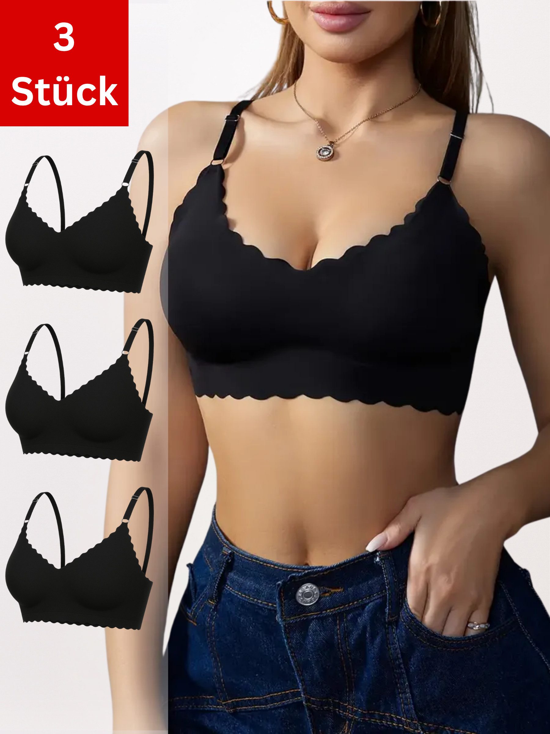 Elegant Love T-Shirt-BH Nahtloser, bügelloser BH – Dessous (Packung, 3-tlg., 3er-Pack) Bequeme, atmungsaktive Damenunterwäsche – perfekt für Yoga und Fitness