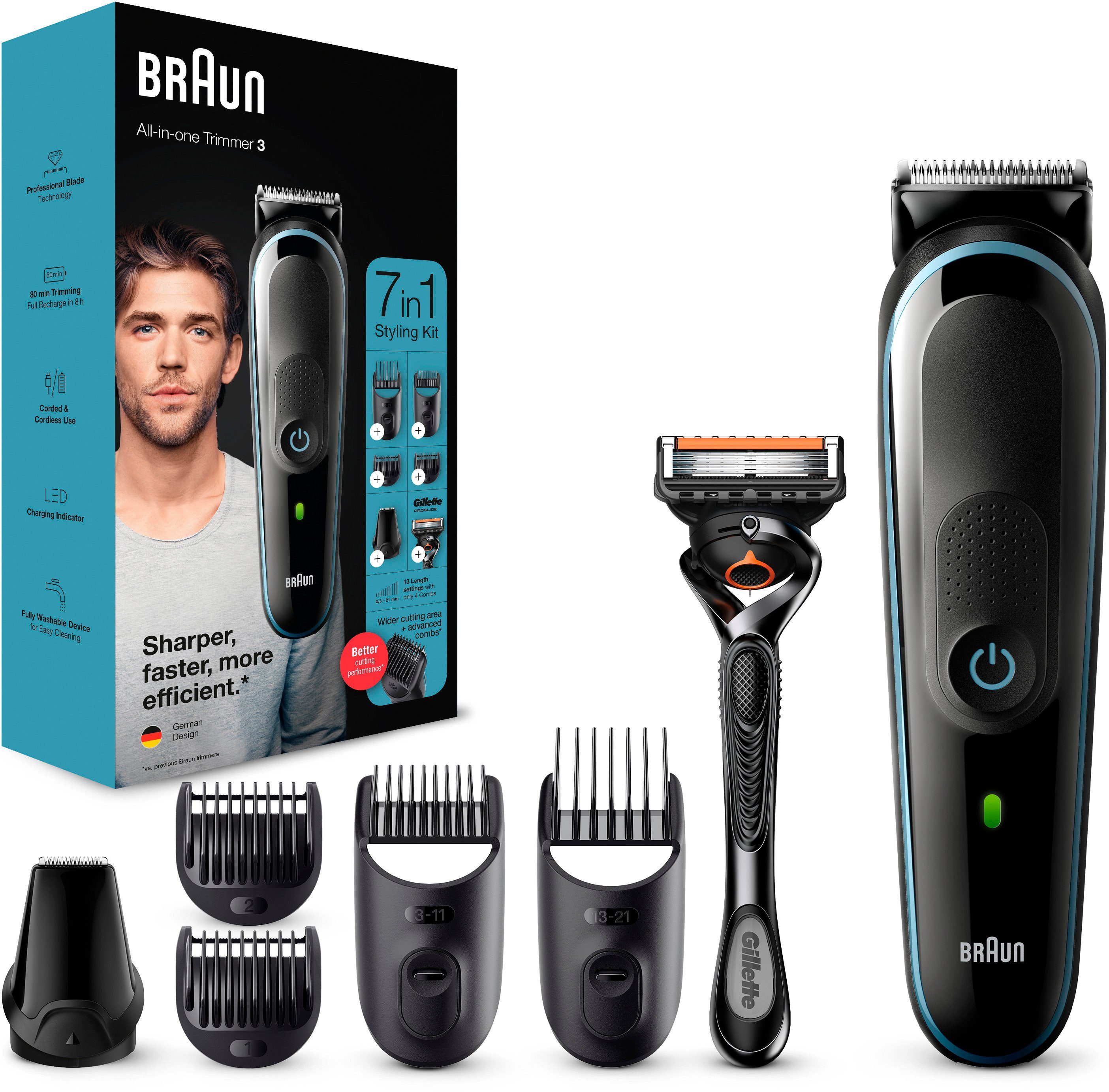 Braun Haar- und Bartschneider Multi-Grooming-Kit 3 MGK3345, 7-in-1  Barttrimmer und Haarschneider, 5 Aufsätze online kaufen | OTTO