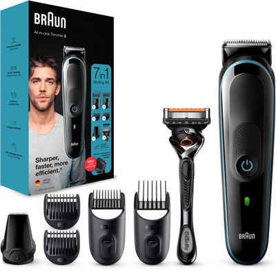 Braun Haarschneider Multi-Grooming-Kit 3 MGK3345, 7-in-1 Barttrimmer und Haarschneider, 5 Aufsätze