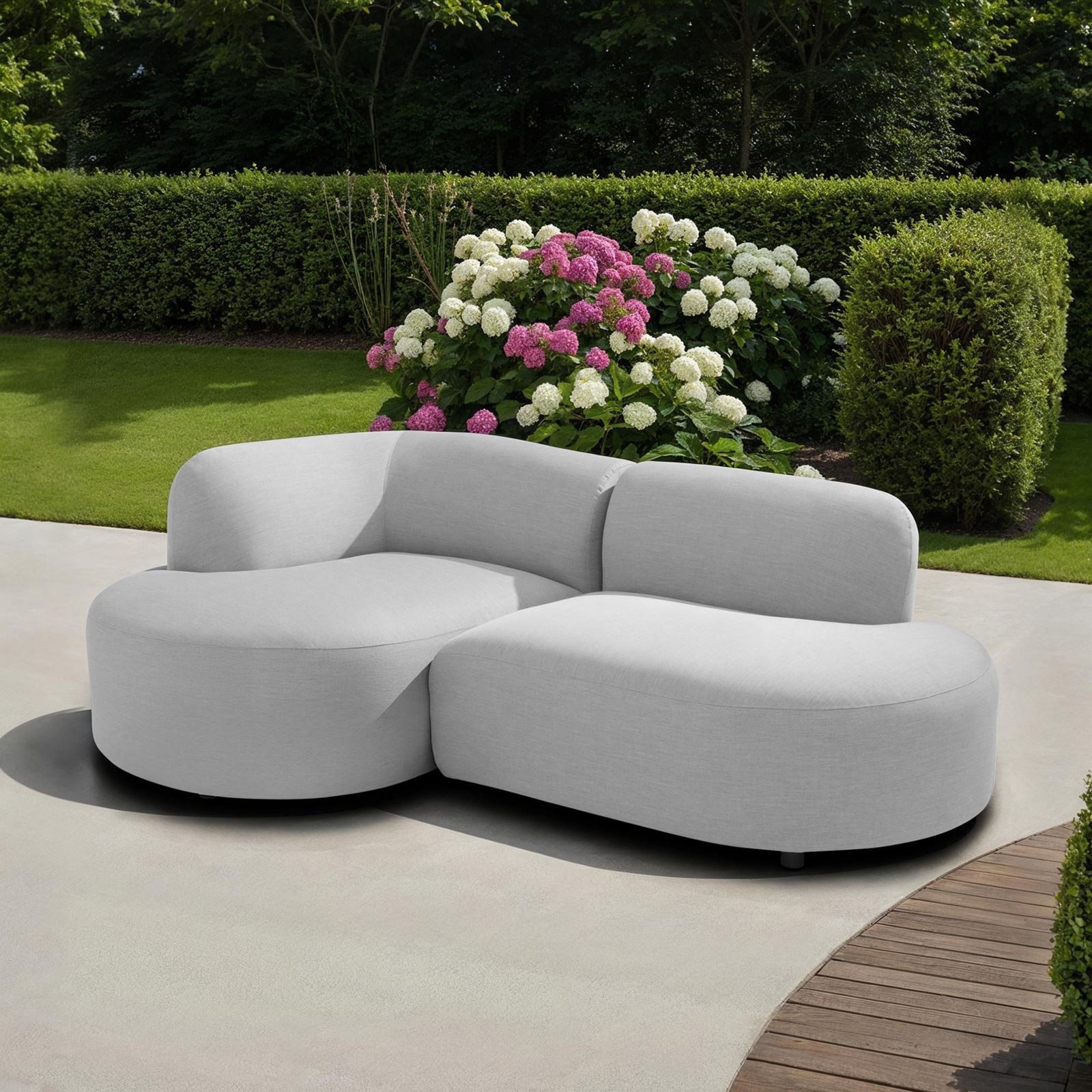 IDIMEX Gartensofa SORRENTO, Loungesofa Outdoor gepolstert wasserabweisender Bezug hellgrau