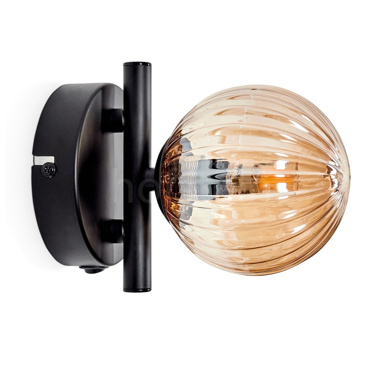 hofstein Wandleuchte Wandlampe aus Metall/Riffelglas in günstig online kaufen