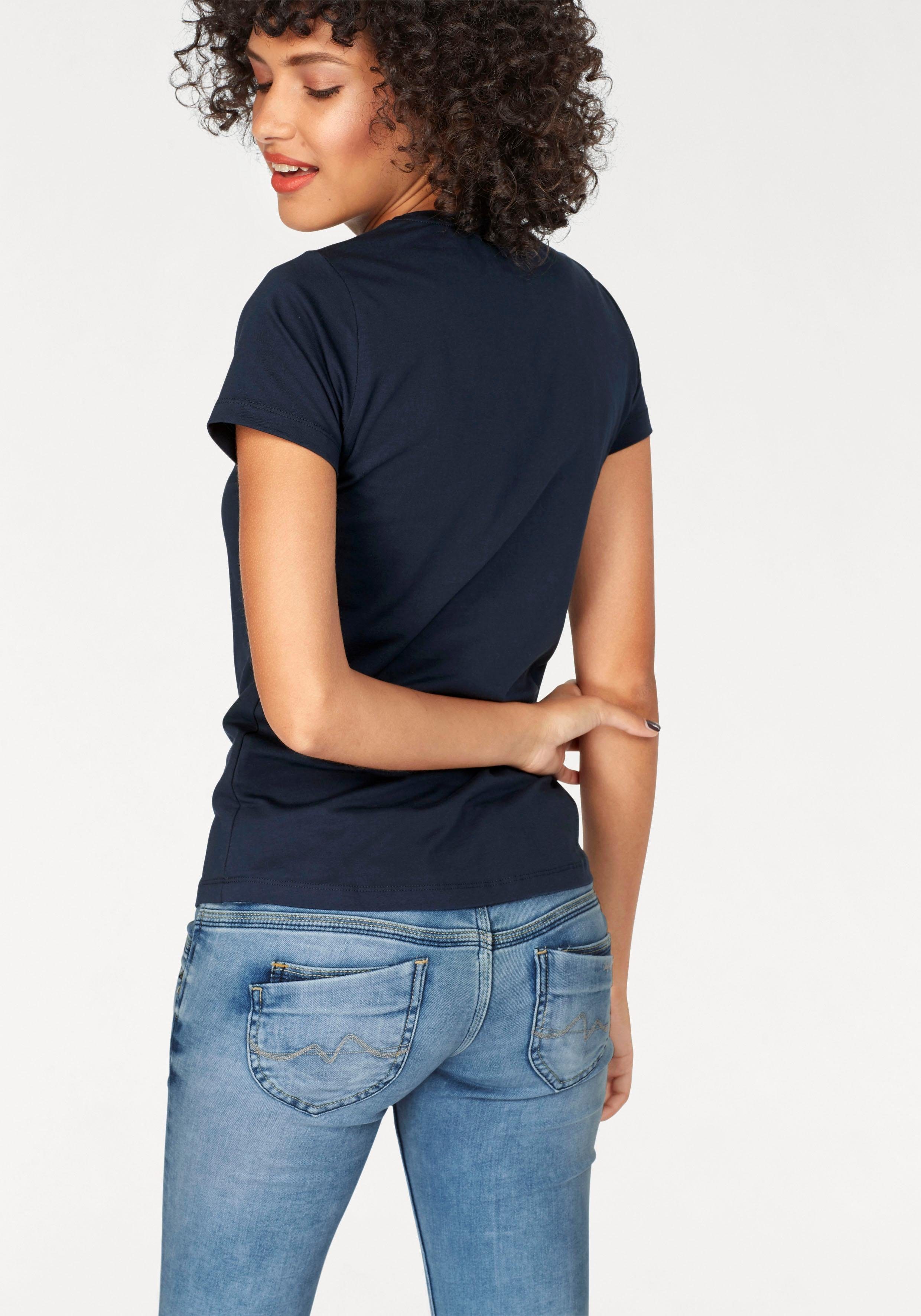 595 Logo-Print navy NEW Pepe T-Shirt mit VIRGINIA Jeans