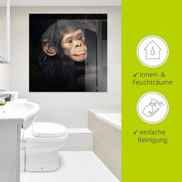 Artland Glasbild Kleiner Schimpanse, Wildtiere (1 St), in verschiedenen Größen