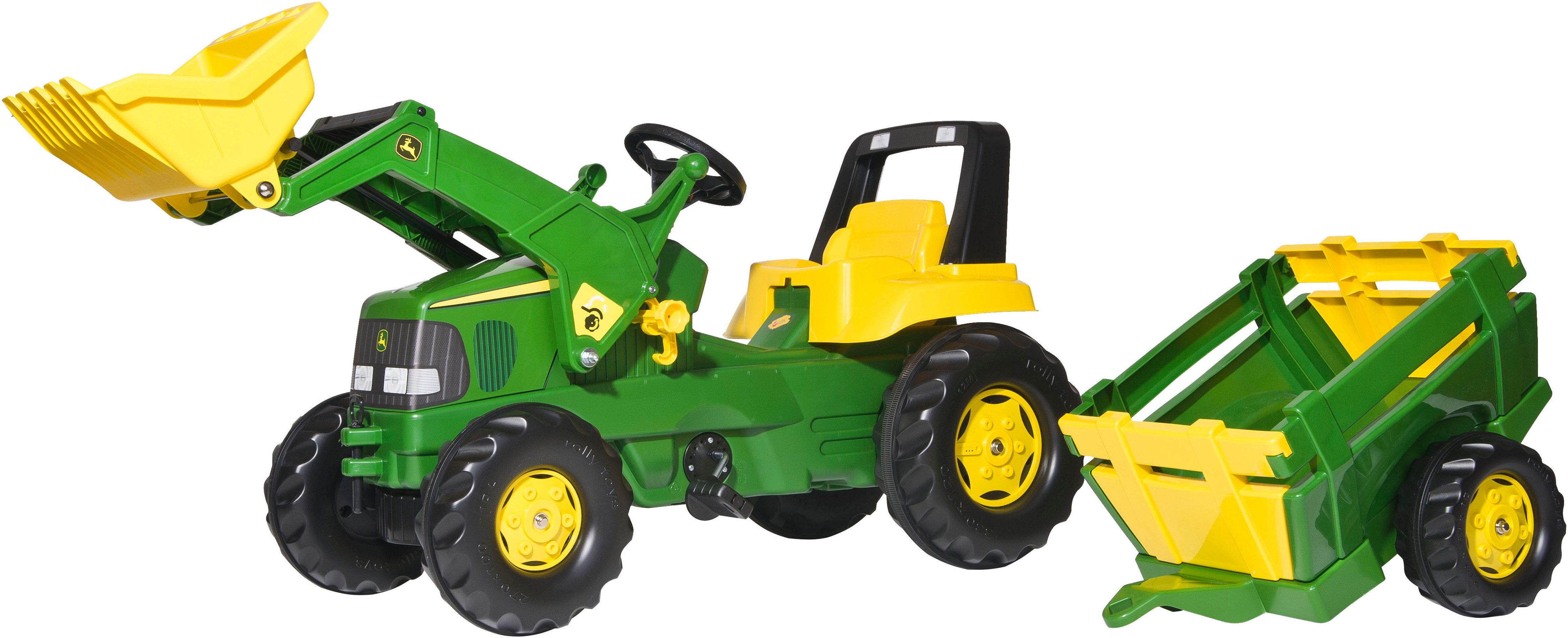 rolly toys® Trettraktor rollyJunior John Deere mit Lader und Trailer, Made in Europe Made in Germany