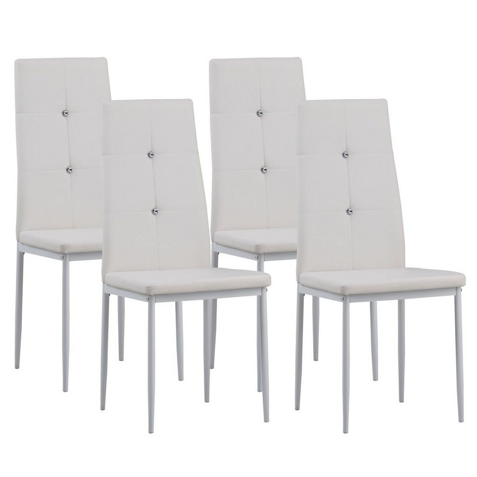 2 x Stuhl Stühle weiß Stuhlset Esszimmerstühle Kunstleder modern design günstig