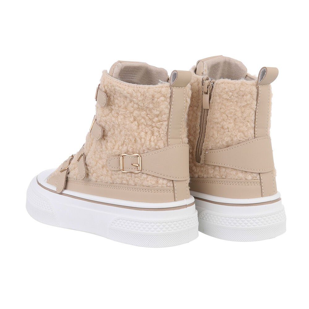 Ital-Design Damen High-Top Freizeit Sneakerboots (85255521) Flach Sneakers High in Hellbraun – Bild 3 von 4