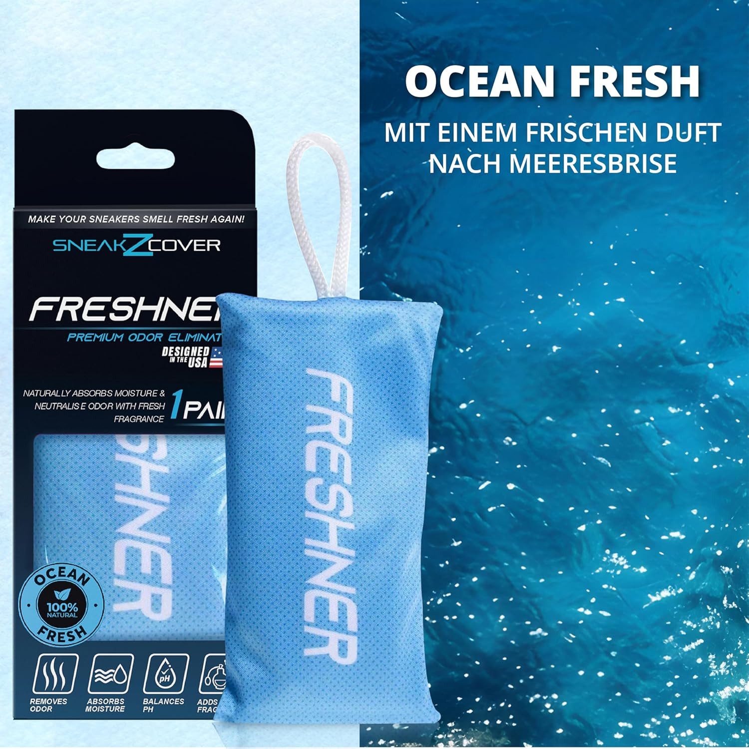 SneakZcover Schuhdeo gegen Geruch und Schweiß Antibakteriell, Effektiver Schuh Deo für Sportschuhe, Sneaker und Schuhschrank