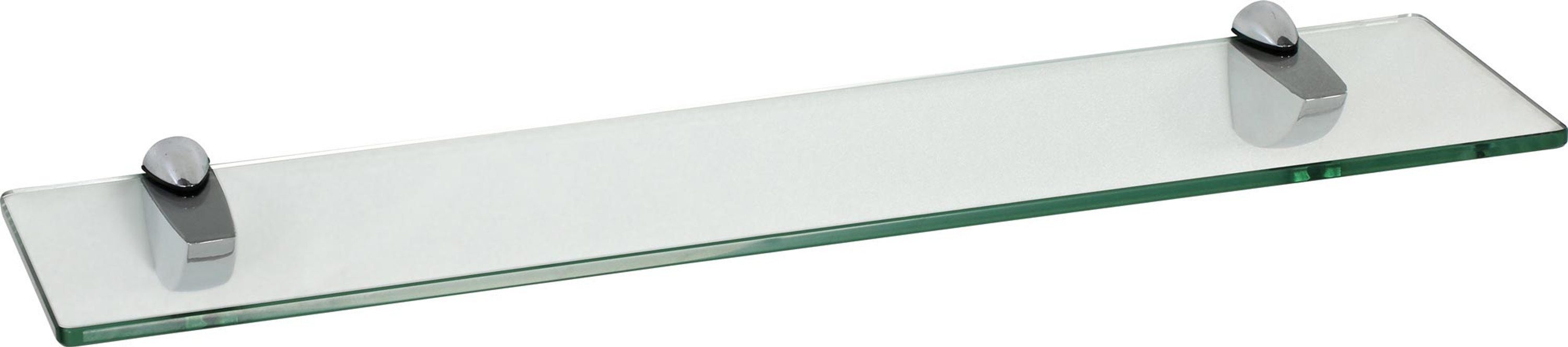 ib style Wandregal Glasregal 8mm eckig klar 40 x 15 cm + Clip PELI Verchromt, Glasboden aus ESG-Sicherheitsglas - Wandregal