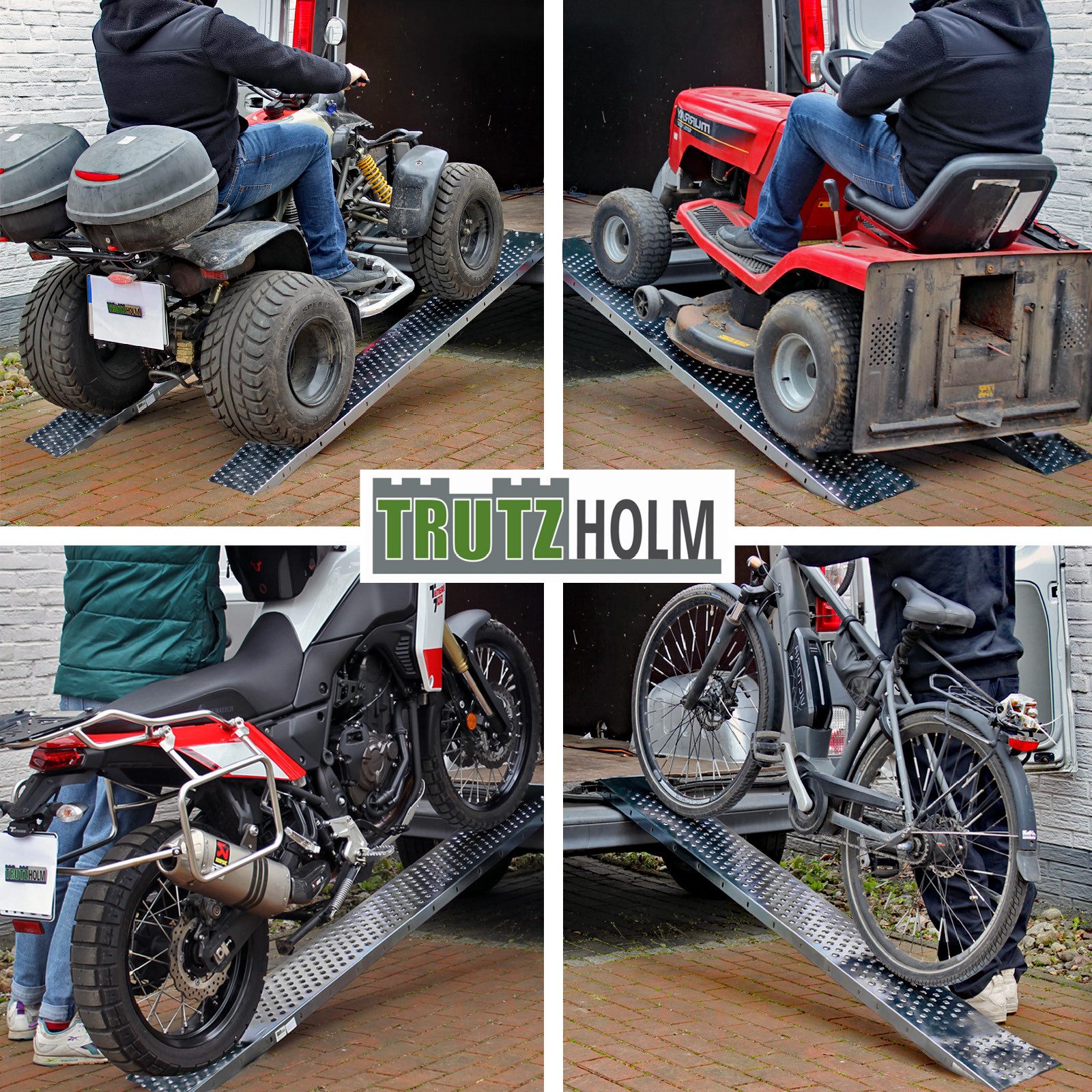 TRUTZHOLM Auffahrrampe 2x TRUTZHOLM Verladerampe 180 cm Tragkraft 400 kg Stahl profiliert (2-St., 2er Set), profilierte Oberfläche, robuste Konstruktion, massiver Stahl