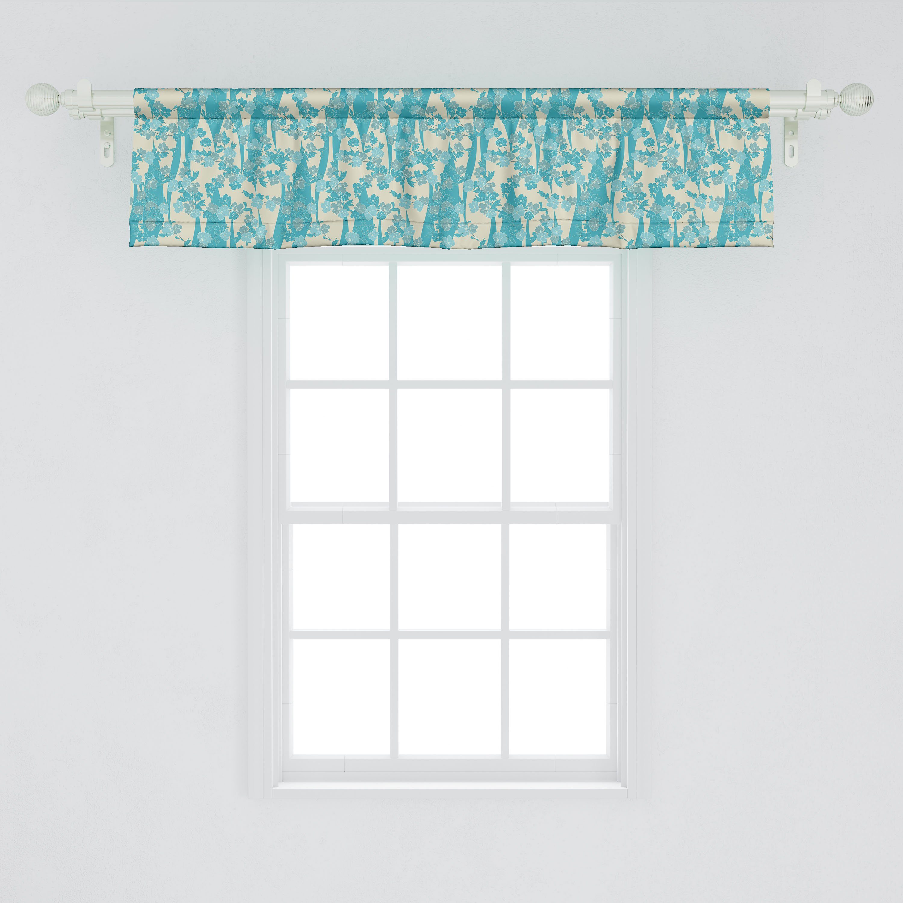 Scheibengardine Vorhang Volant mit für Dekor Blumen Vintage-Blüten-Kunst Küche Schlafzimmer Stangentasche, Abakuhaus, Microfaser