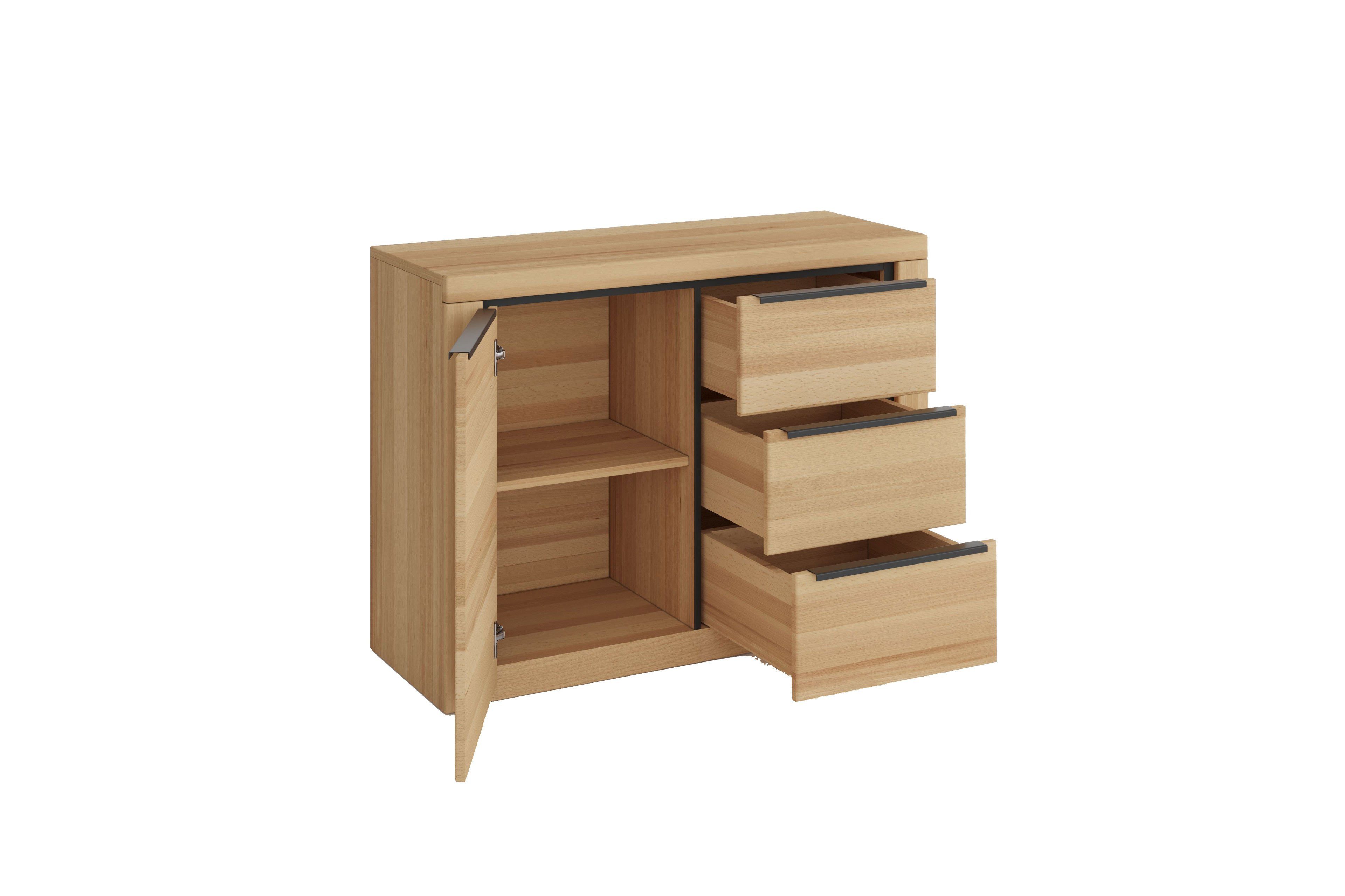 ELFO Kommode Sideboard Kommode Brest Kernbuche geölt Teilmassiv Breite 108cm, Maße: ca. B. 108 x H. 80 x T. 40 cm
