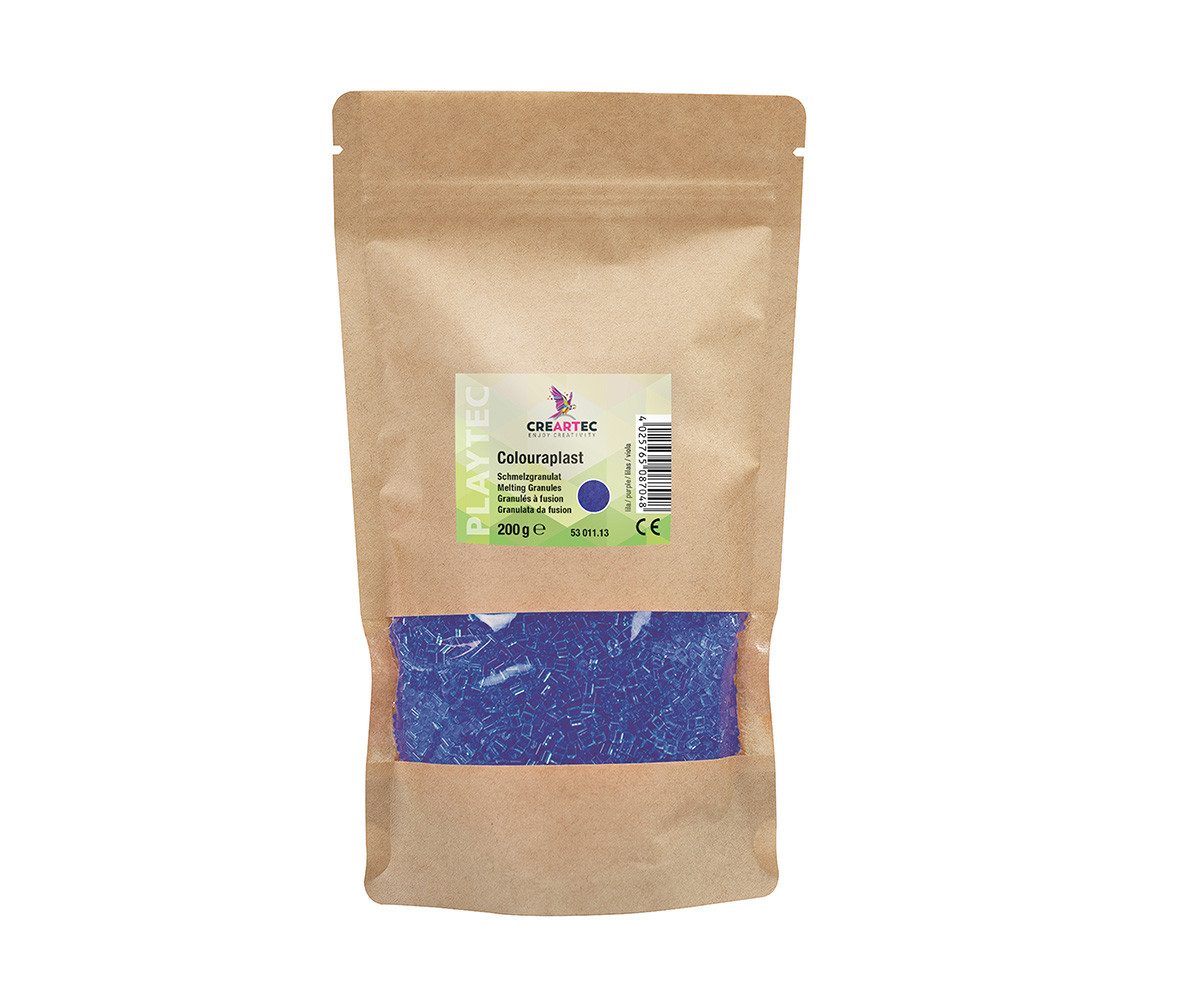 CREARTEC Bastelperlen Colouraplast Lila - 200g - Perlenspaß für Groß und Klein, für Fensterbilder, Anhänger und vielem mehr - Made in Germany
