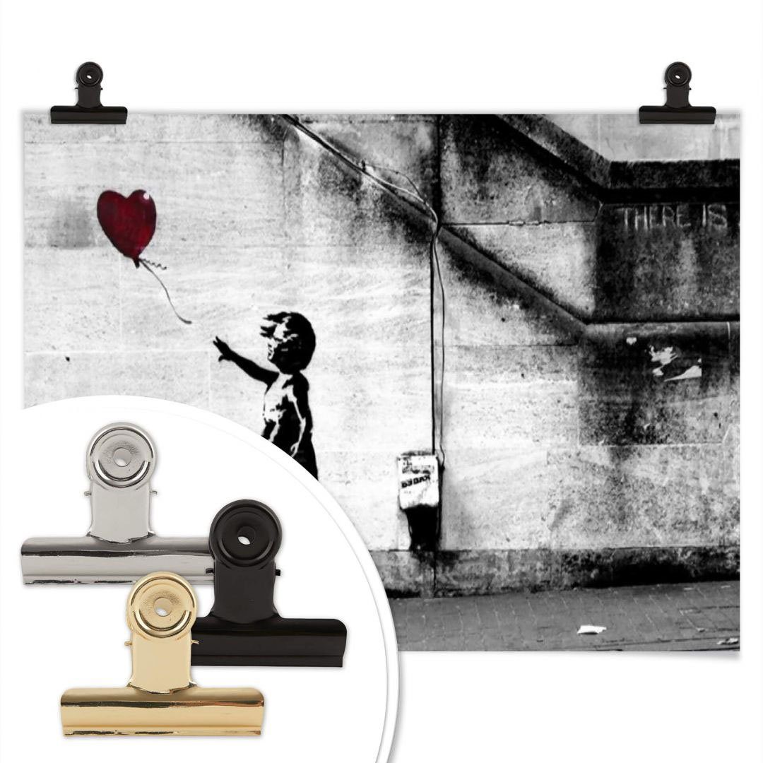 Wandposter Poster with Poster, Bild, Menschen Graffiti balloon, (1 Girl Wandbild, Wall-Art St), Bilder