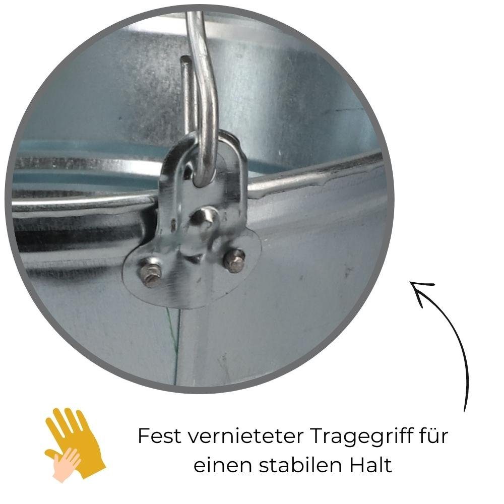 Eimer, Metall (1-tlg) Blecheimer GarPet Asche Deko Baueimer Zinkeimer Wassereimer verzinkt
