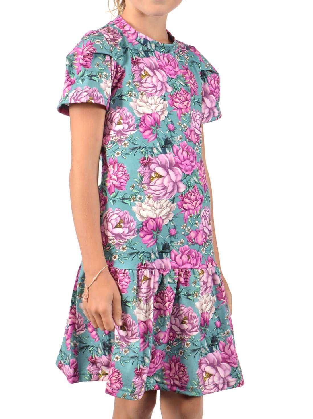 KMISSO Sommerkleid Mädchen Kleid mit Kräuselfaltenrock 30367 (1-tlg) bequem zu tragen Grün