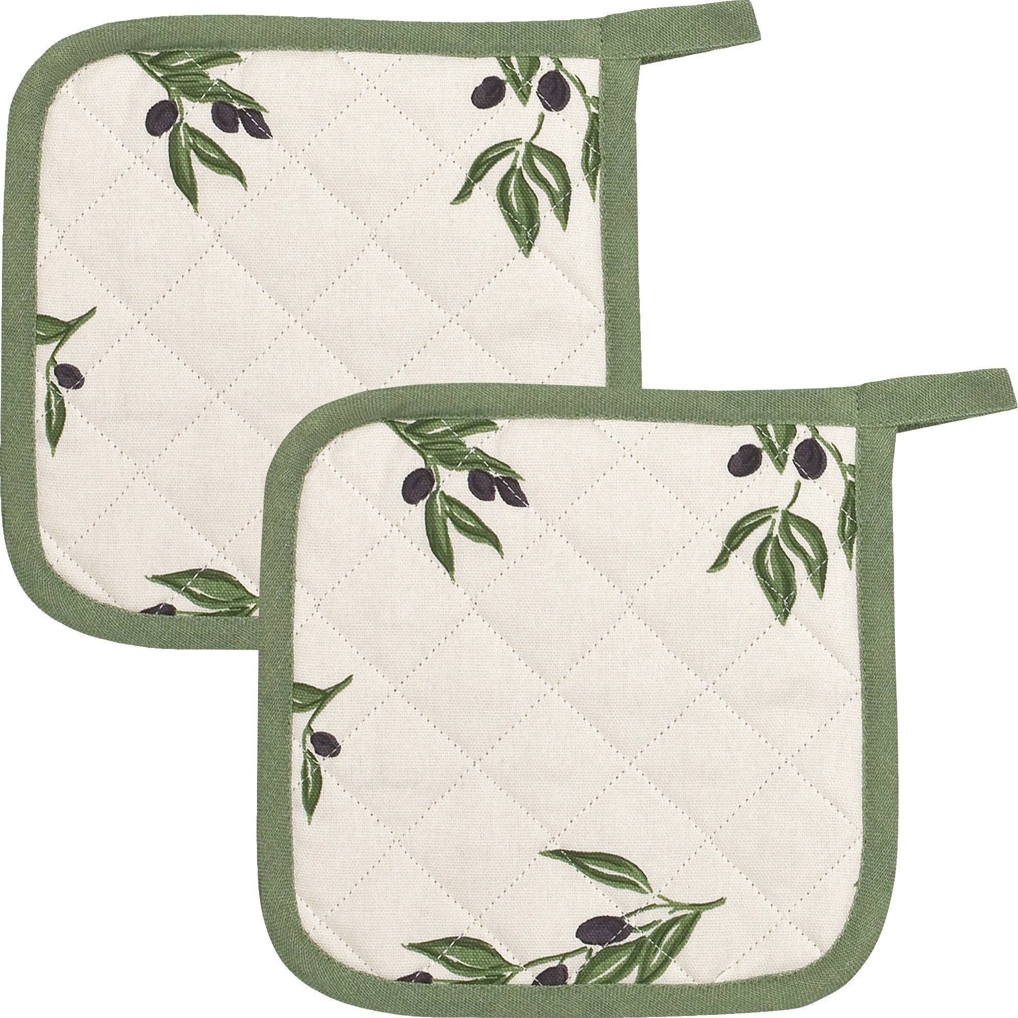Kracht Topflappen Topflappen "Olivenzweige" 2er-Pack, Motiv günstig online kaufen