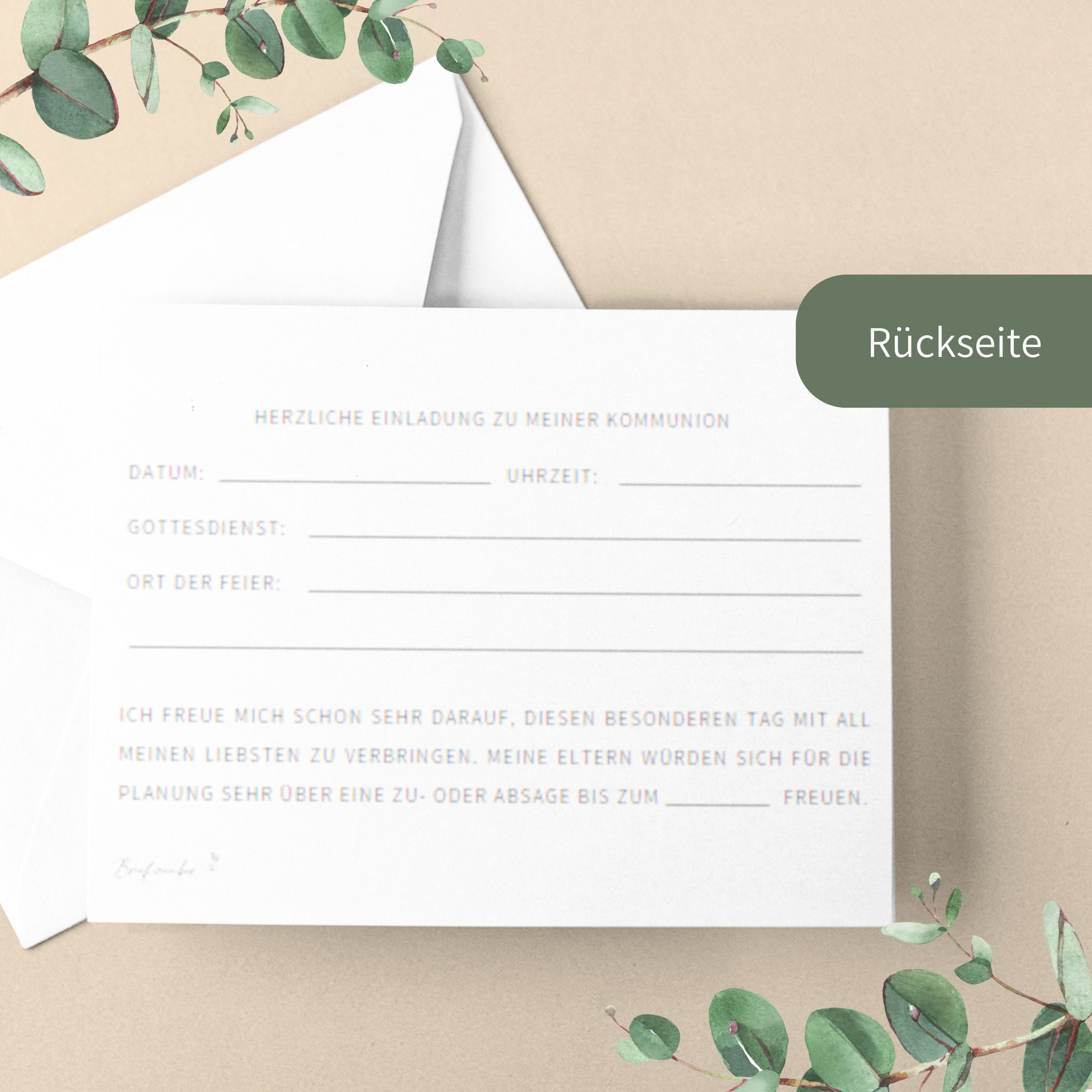 Briefzauber Einladungskarten 12x Einladungskarten Kommunion mit 12x Umschlägen & Einfüllhilfe