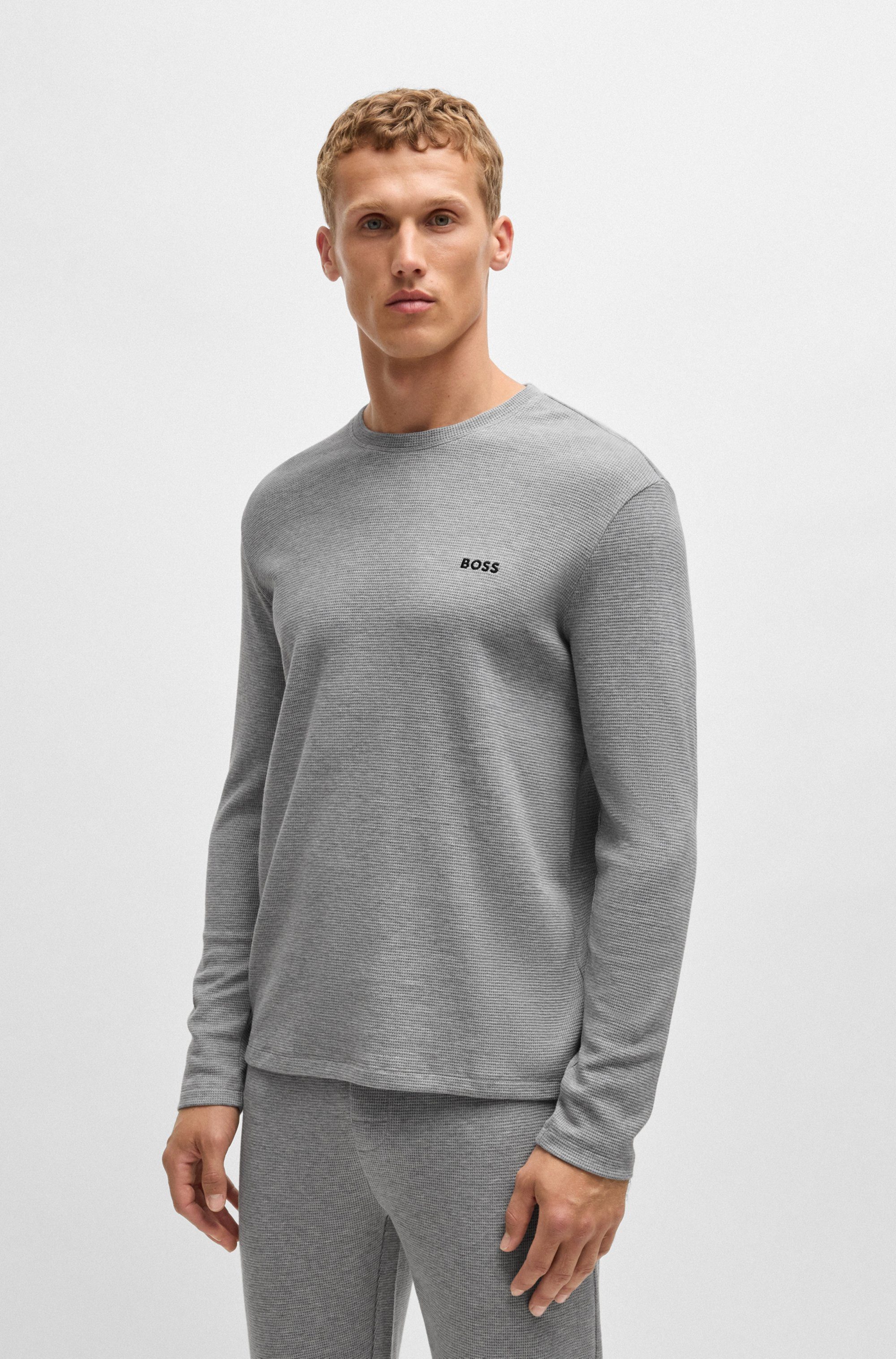 BOSS Pyjamaoberteil Waffle LS-Shirt günstig online kaufen