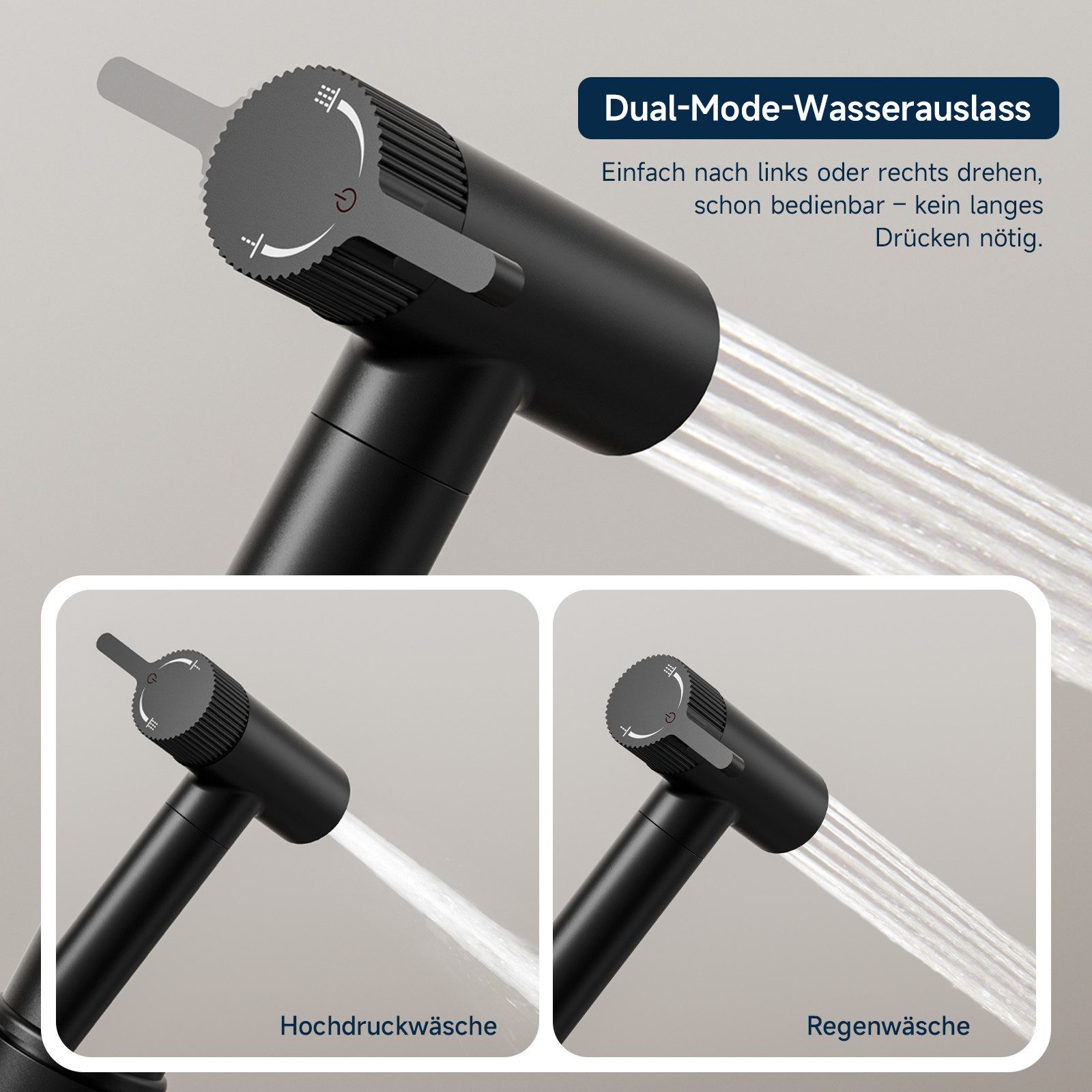 Oihpaw Handbrause Bidet handbrause 2 Modi Kein Drücken Erforderlich toiletten dusche, (1-tlg) – Bild 3 von 5