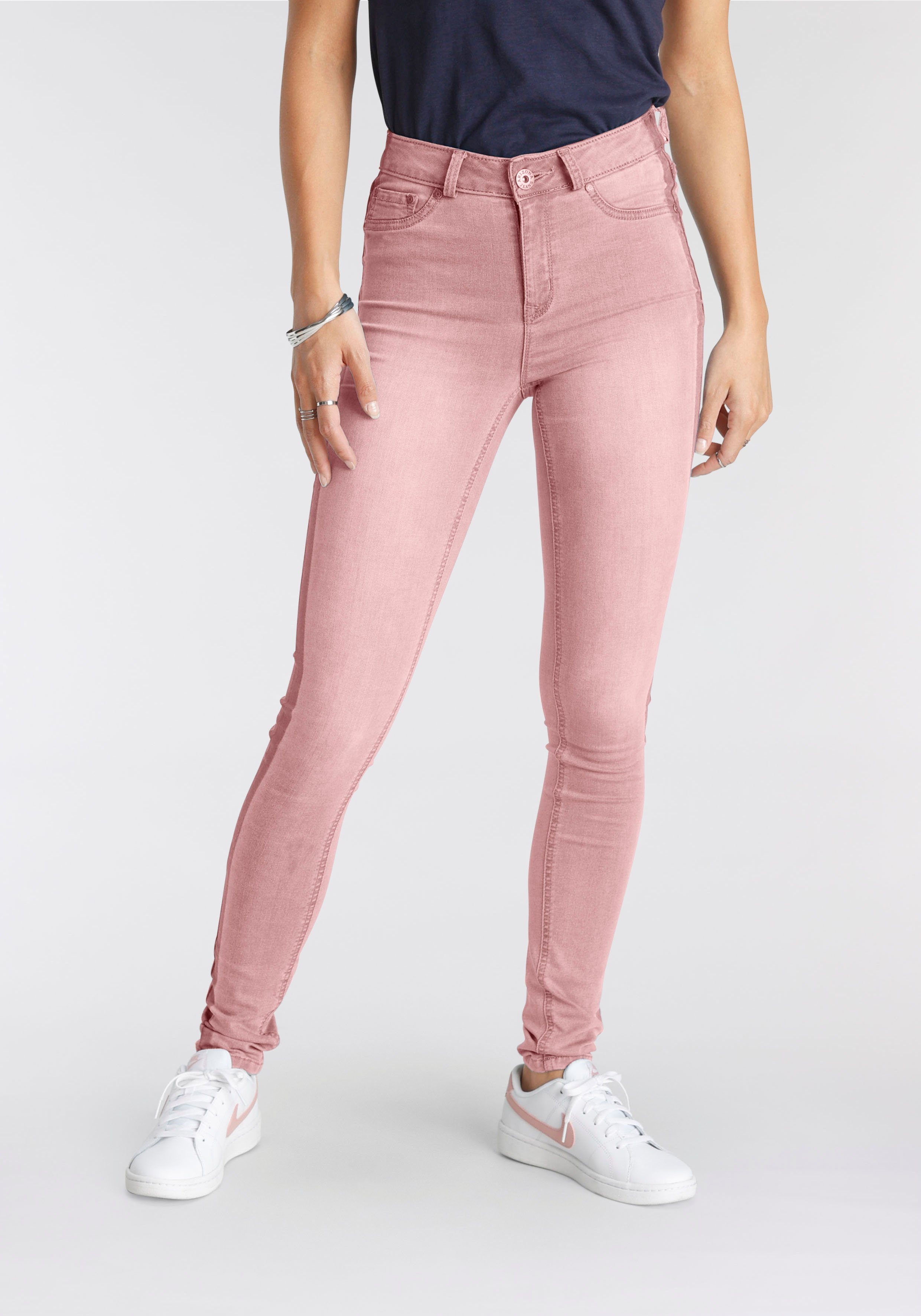 Waist seitlichem Stretch High Arizona rosa Ultra Skinny-fit-Jeans mit Streifen