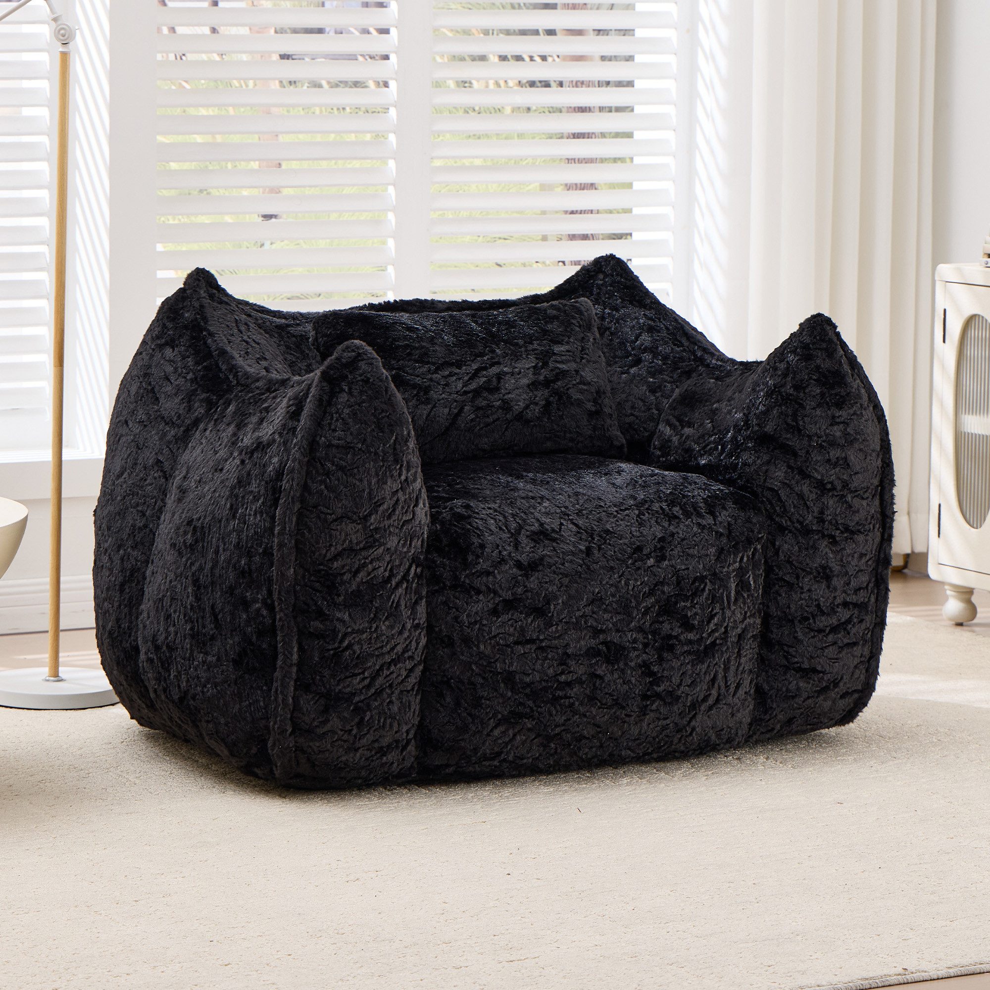 Vankel Relaxliege Sofas Wohnzimmer Loungesessel aus Kunstfell weich & bequem, Bean Bag Sessel mit Schaumstofffüllung und ohne Montage