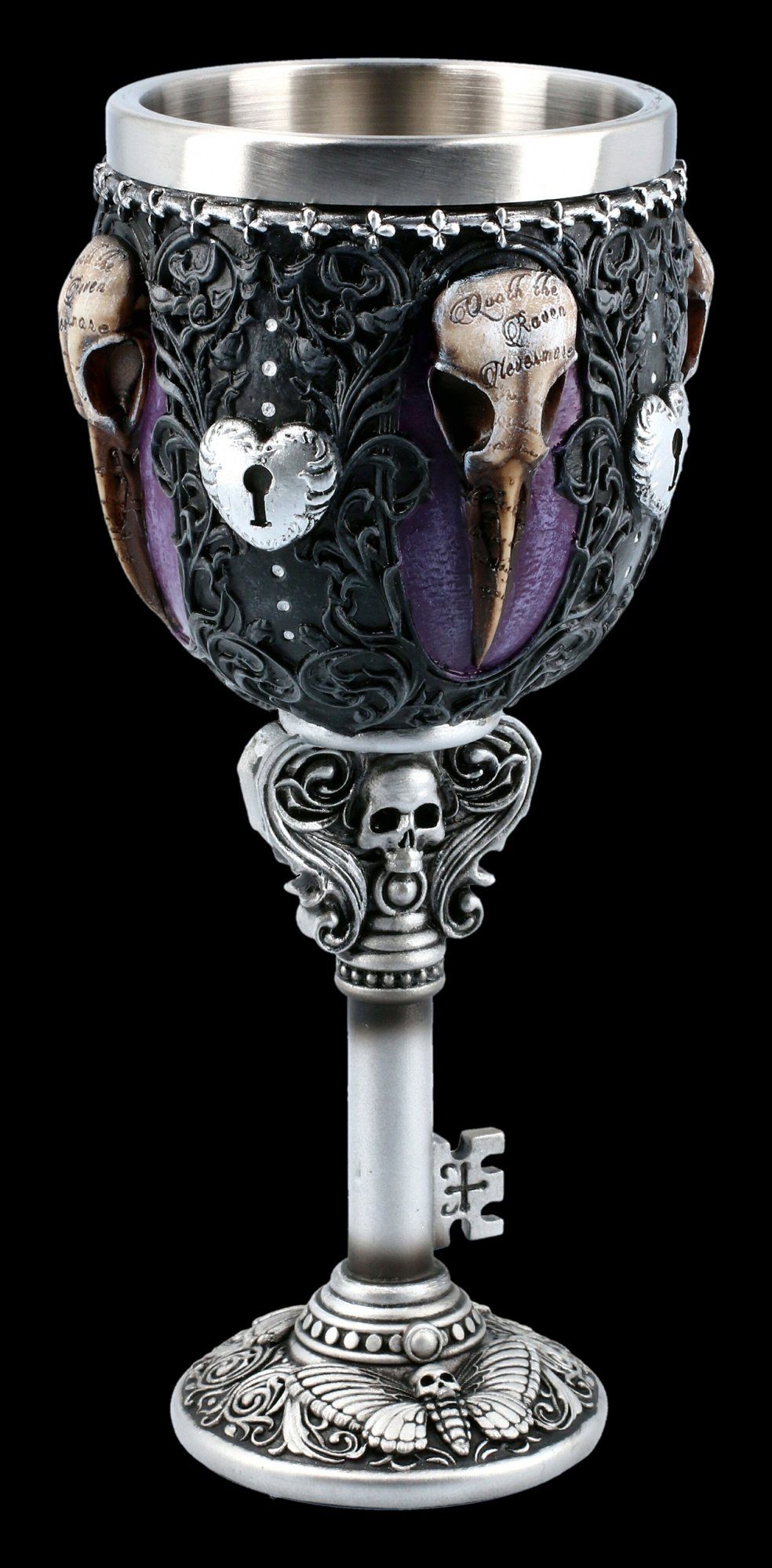 Figuren Shop GmbH Becher Gothic Kelch - Edgars Rabe - Nemesis Now, Kunststein (Polyresin), Edelstahl
