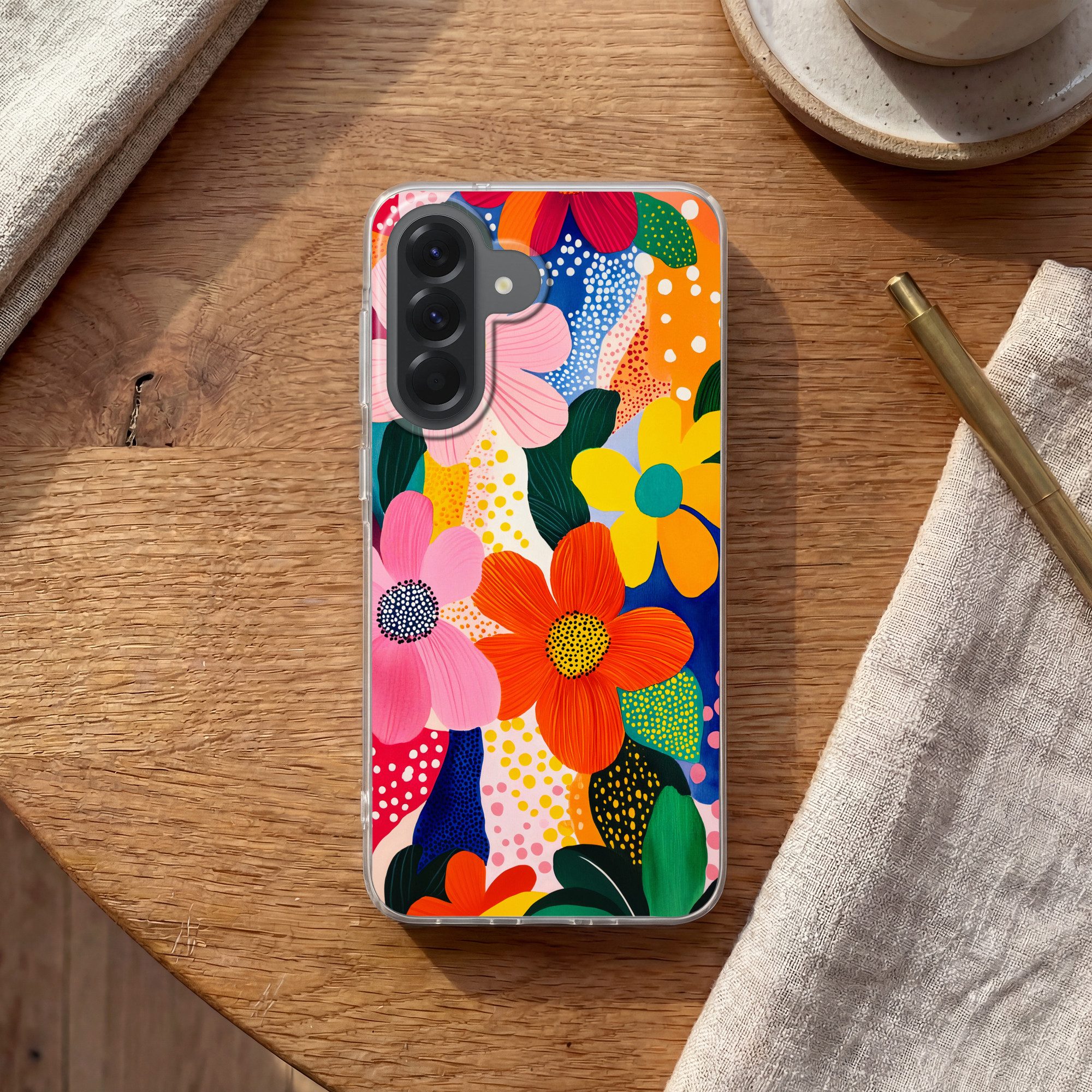 MuchoWow Handyhülle für Apple iPhone 15 Pro Max Blumen - Bunt - Tupfen, Smartphone-Bumper, Print, Handy Schutzhülle Dünn – Bild 2 von 5