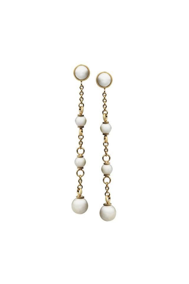 SKAGEN Ohrhänger-Set JESG035, Filigrane Ankerkette mit synthetischen Perlen