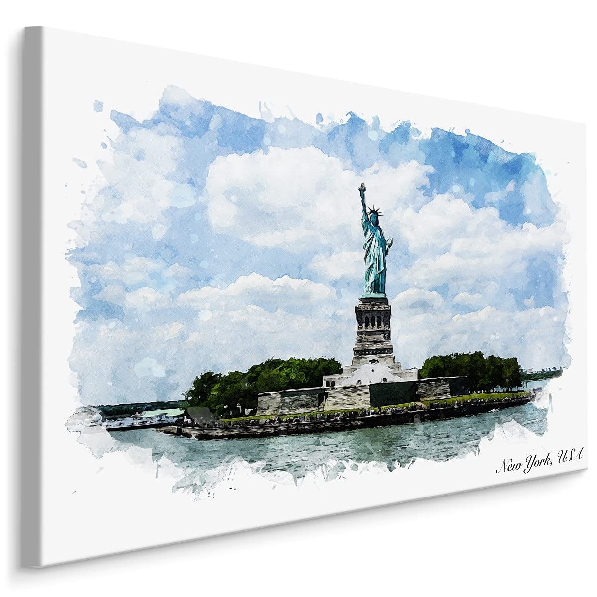 Muralo Leinwandbild Architektur – Leinwandbild Wandbild Kunstdruck Wohnzimmer, Gebäude (1 St), New York – Stadt – USA, 30 x 20 cm, aufhängefertig