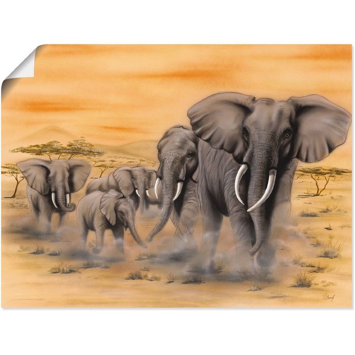 Artland Wandbild Steppenelefanten Elefanten Bilder (1 St) als Alubild Leinwandbild Wandaufkleber oder Poster in versch. Größen