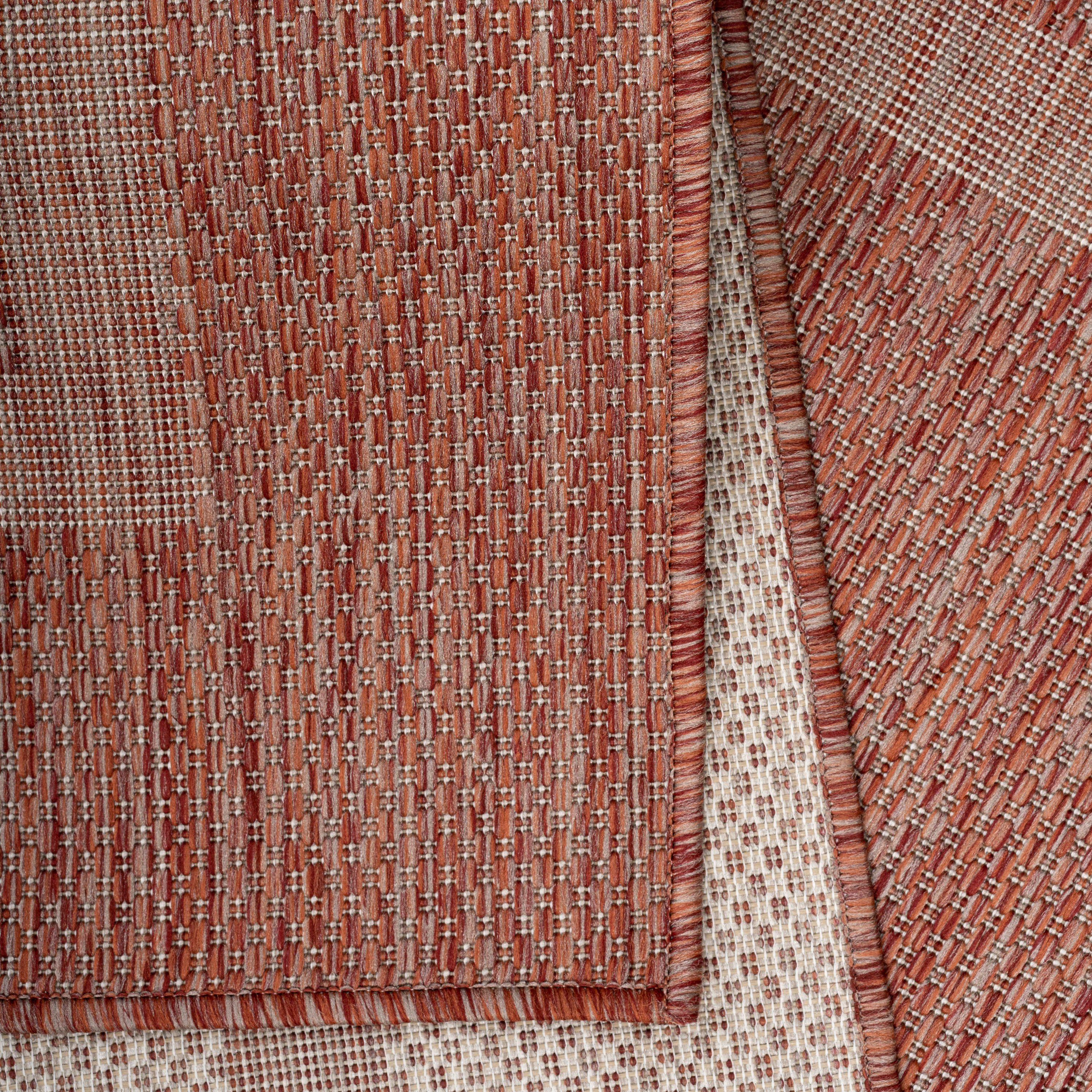 Teppich Unicolor - Einfarbig, Rund, Balkon, Teppium, Teppich Terrasse 5 Rot mm, Höhe: Küche
