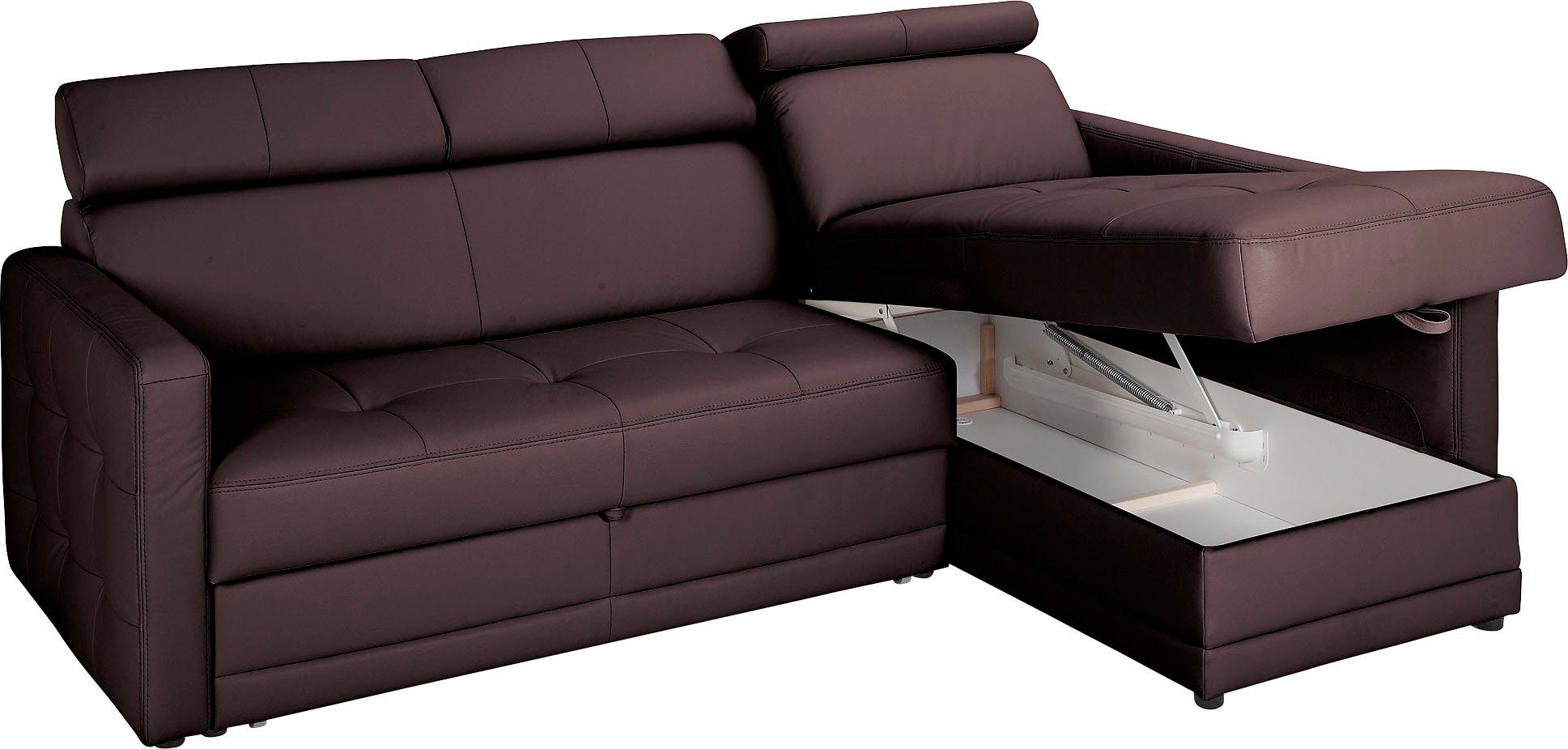 exxpo - sofa fashion Ecksofa Arles, Federkern, zeitlos, Breite 225cm, L-Form, wahlweise mit Bettfunktion und Bettkasten, inkl. Kopfteilverstellung