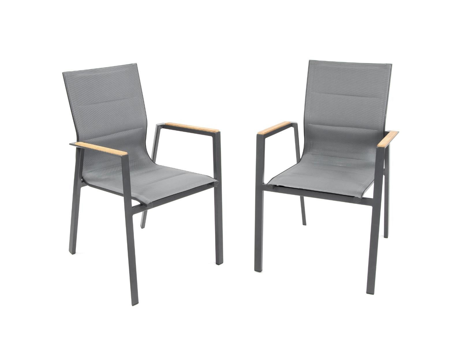 Green Spirit Gartenstuhl Melbourne Stapelstuhl 2er-Set Aluminium mit Armlehnen 120 kg (Set, 2 St), Aluminium, stapelbar, wetterfest - Garten, Terrasse, Balkon & Outdoor