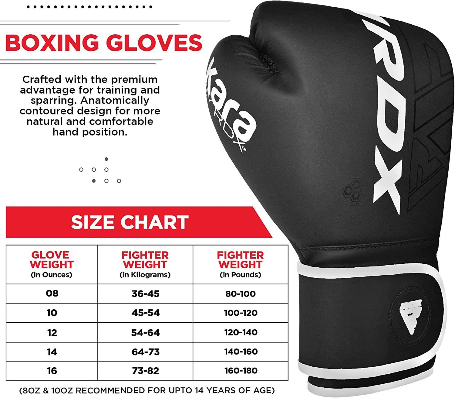 RDX Sports Boxhandschuhe RDX Boxhandschuhe, Muay Thai Kickboxing Sparring, Punching Handschuhe