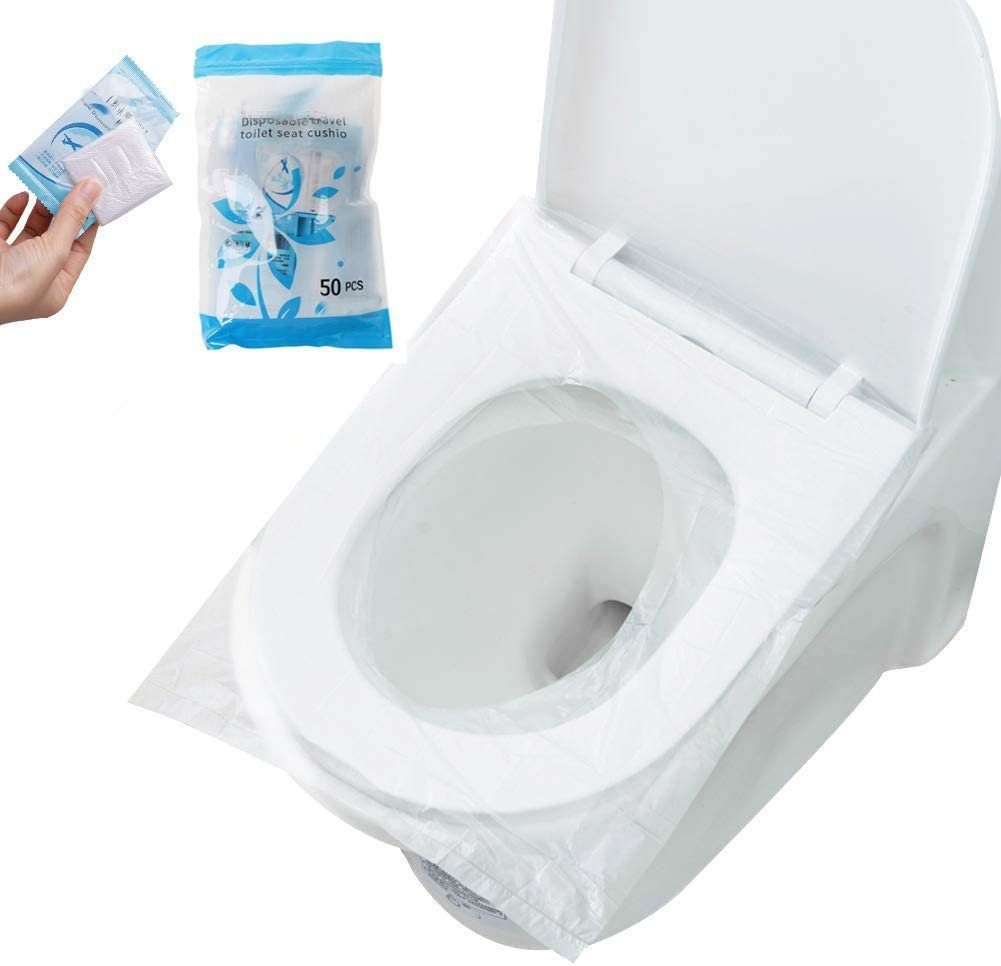 Housruse Dusch-WC-Sitz 50 wasserdichte Einweg-Toilettensitzbezüge für  Reisen, antibakteriell, einzeln verpackt für Hotelreisen im Freien,  universell
