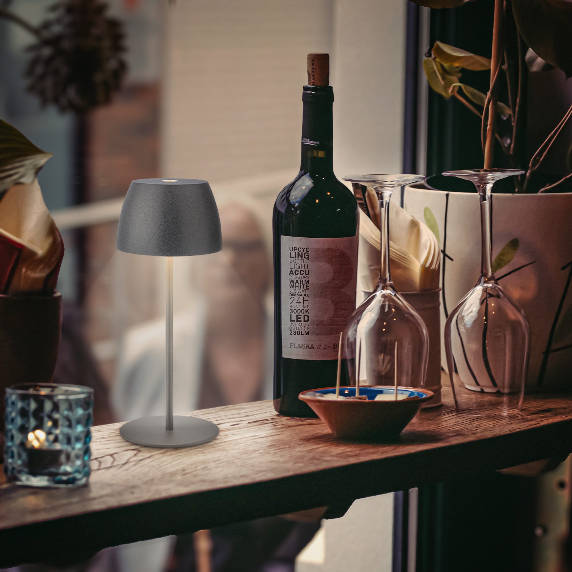 Briloner Leuchten LED Tischleuchte Akku 2er Set kabellos Nachttisch Kommode Tischlampe Indoor/Outdoor, LED fest integriert, Warmweiß, Tischlampe kabellos 20x8cm 2,5W Wohnzimmer Schlafzimmer Outdoor