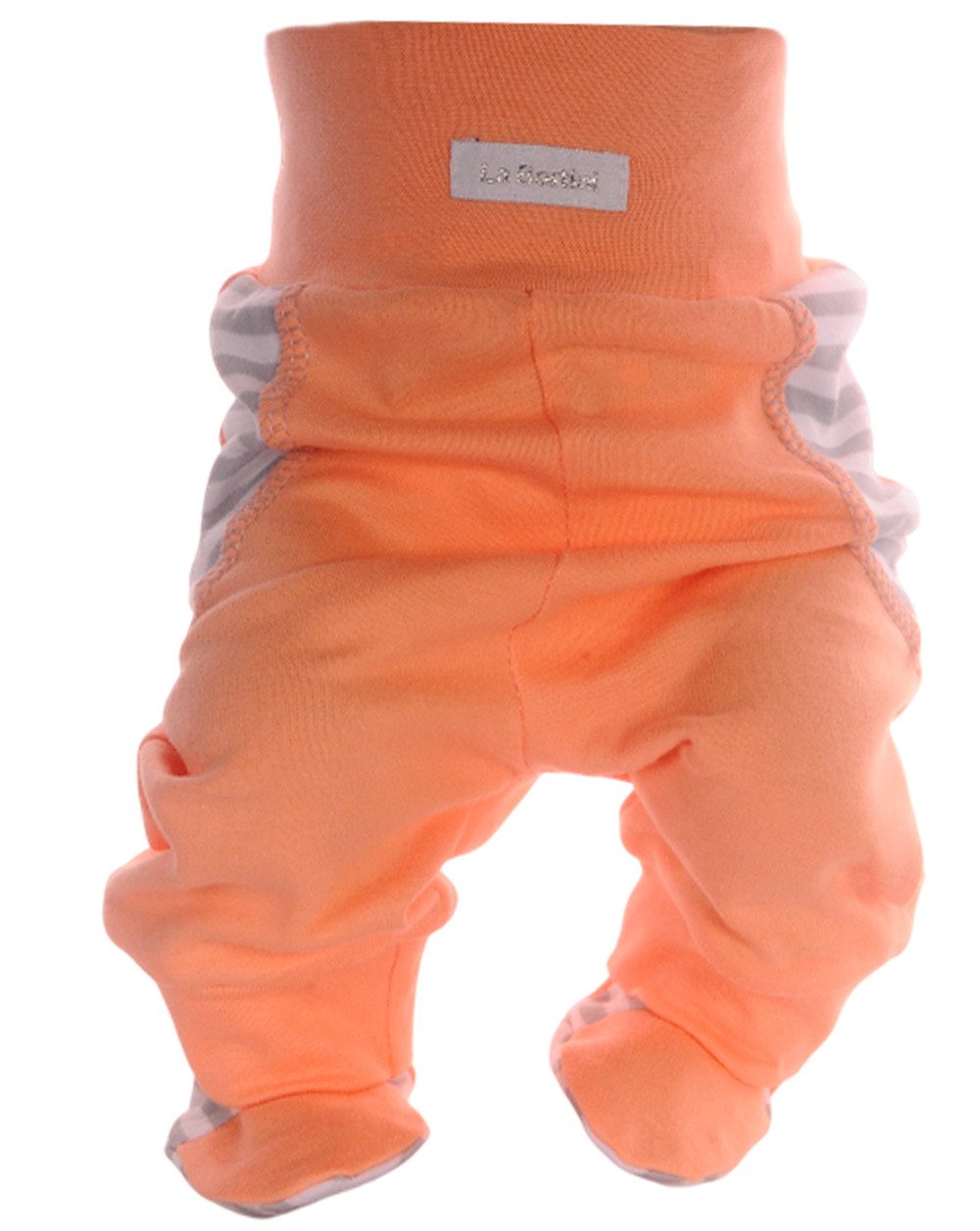 La Bortini Schlupfhose Baby Hose Erstlingshose mit Füßchen in Orange Strampler aus reiner Baumwolle, 44 50 56 62