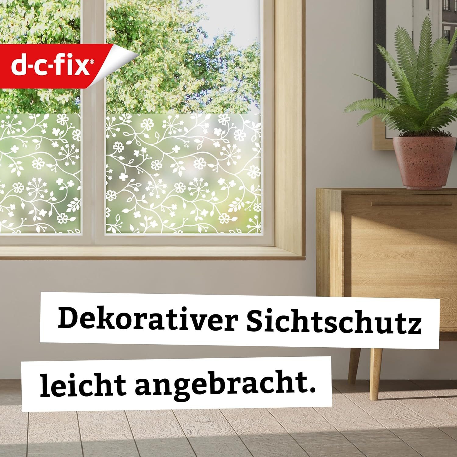 d-c-fix Fensterfolie Tord weiß - selbsthaftende Sichtschutzfolie Deko Folie Fenster innen, Glatt, 150 x 45cm - rückstandslos entfernbar und wiederverwendbar