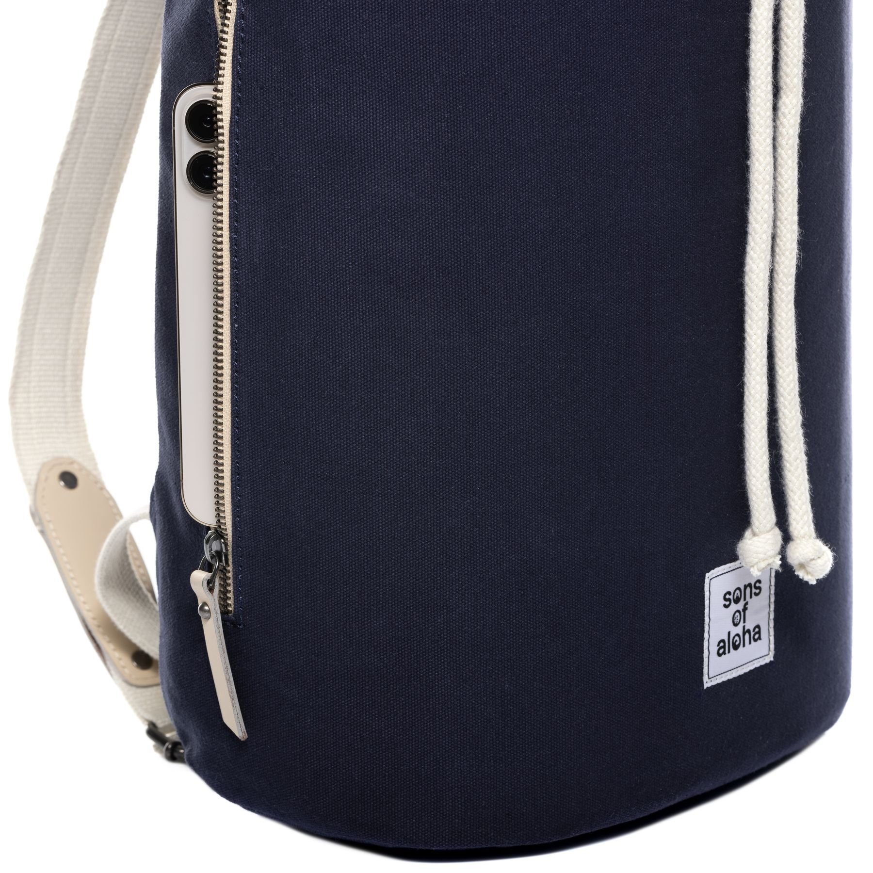 SONS OF ALOHA Rucksack »MALU«, Backpack Baumwolle handgefertigt Canvas blau Seesack Matchsack und groß aus