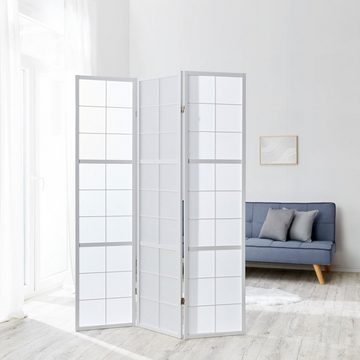 Homestyle4u Paravent Raumteiler Sichtschutz Shoji Weiß Holz Indoor, 3-teilig