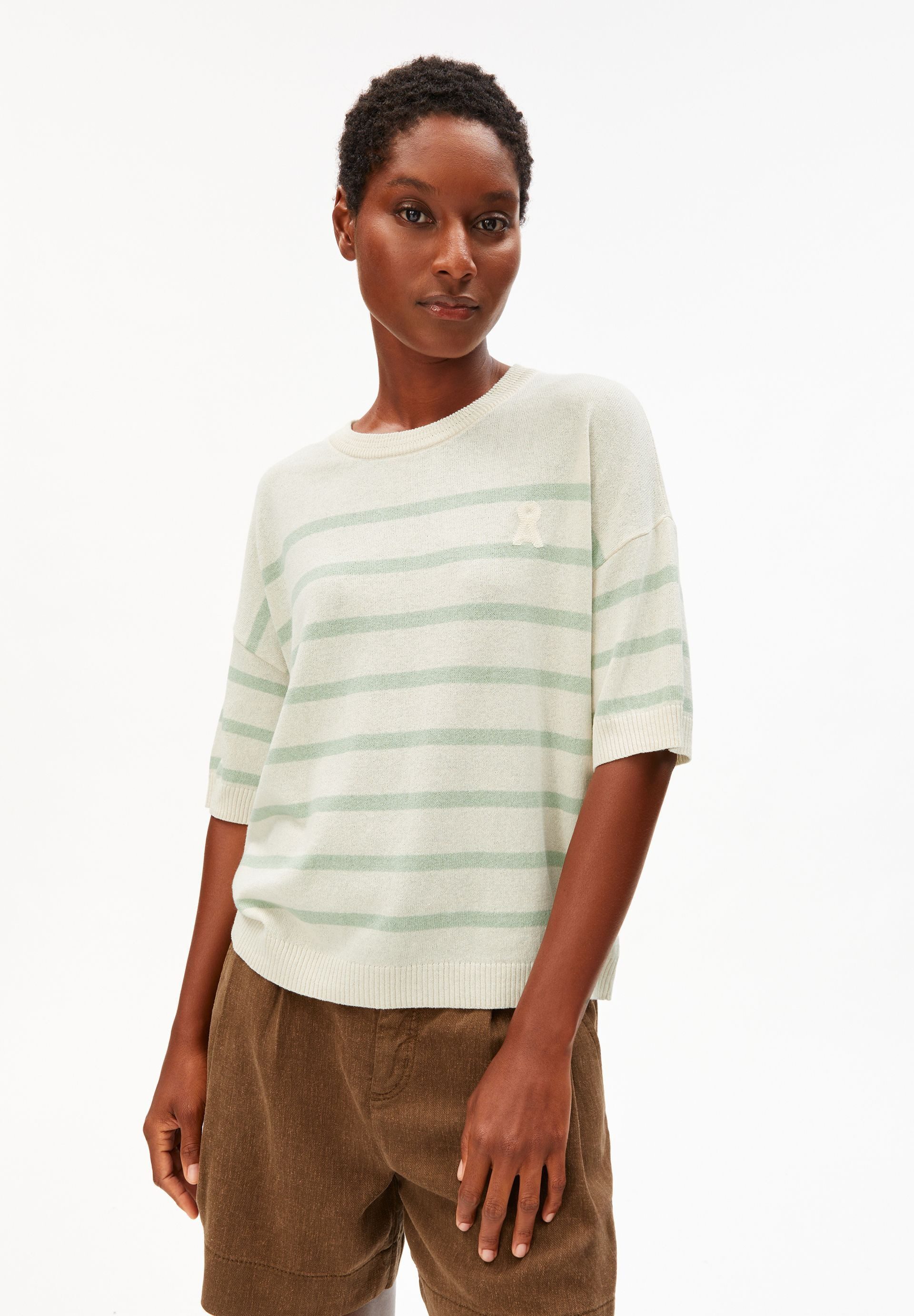 Armedangels T-Shirt STRIPE Strickshirt aus Leinen-Mix Relaxed Fit