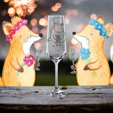 Mr. & Mrs. Panda Sektglas Einhorn Traurig - Transparent - Geschenk, Sektglas mit Gravur, Tröste, Premium Glas, Detailreiche Gravur