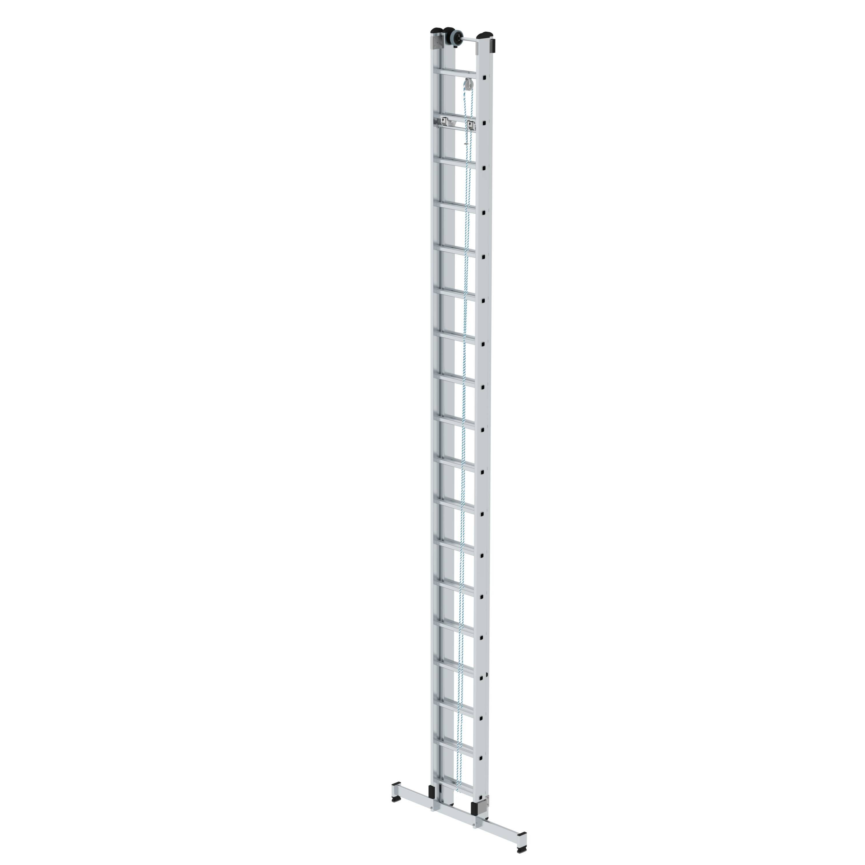 PROREGAL® Schiebeleiter Sprossen-Seilzugleiter 2-teilig Sprossen nivello®-Traverse mit 2x18