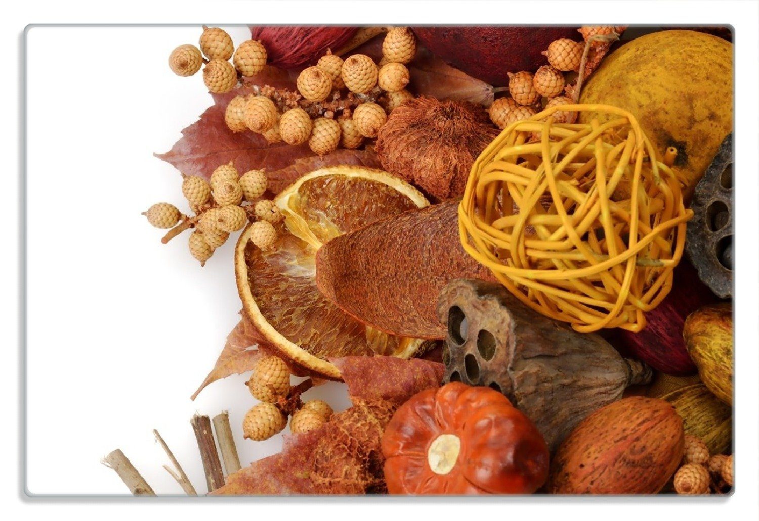 Wallario Frühstücksbrett Herbststimmung - Trockenfrüchte, Nüsse und Samen - Herbstdeko, (inkl. rutschfester Gummifüße 4mm, 1-St), 20x30cm